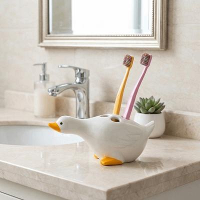Duck-Shaped Toothbrush Set Stand Upright Storage Washroom Storage Holder  Children