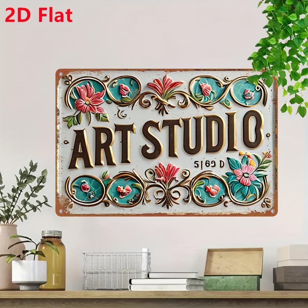 

D Flat pc D Flat Aluminum Metal Artwork Create Something Beautiful Design with Paintbrushes Scissors and Paint Bott 20x30cm（7.8x11.8inch）