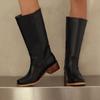 2025 Vintage Western Boots for Women Square Toe Block Heels 4.5cm Slip on Plus Size 47 48 Leisure Daily Mid Calf Bota