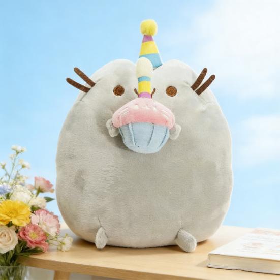 Plush Cat Stuffed Toy with Dessert Theme Ice Cream Donut Pizza Designs Plush Collectible Doll Soft Huggable Gift for Cat Lovers