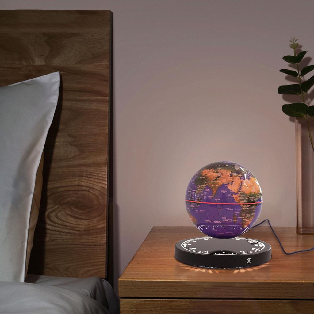 6 Inch Magnetic Levitating Globe with RGB Lights, Floating World Map for Office Desk Decor, Educational Gift for Kids Adults