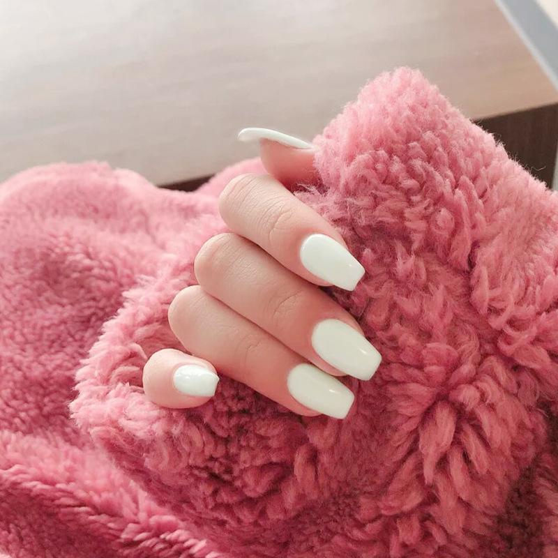 24pcs/Set Full Cover Fake Press On Nails Pure Acrylic Ballerina Acrylic For Nails For Women And Girls