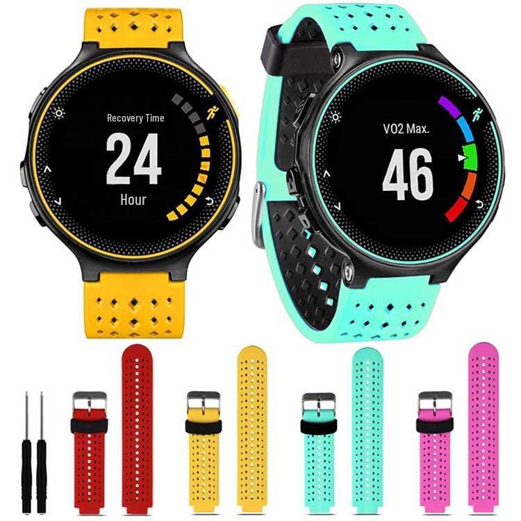 Bicolor Rhombus Hole Silicone Strap for Garmin Forerunner 220/230/235/620/630