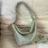 Plaid Slouchy Hobo Bag with Ruched Strap Zip Closure Casual Shoulder Purse for Women Daily Use
