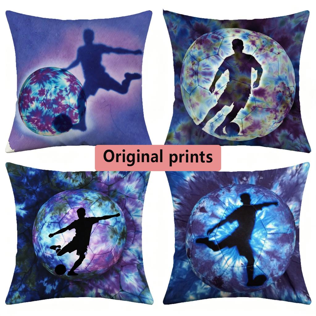 Tie Dye Soccer Player Sport Throw Pillow Covers Pattern Cushion Cover Suitable for Sofa Bedroom Car Pillow Cover