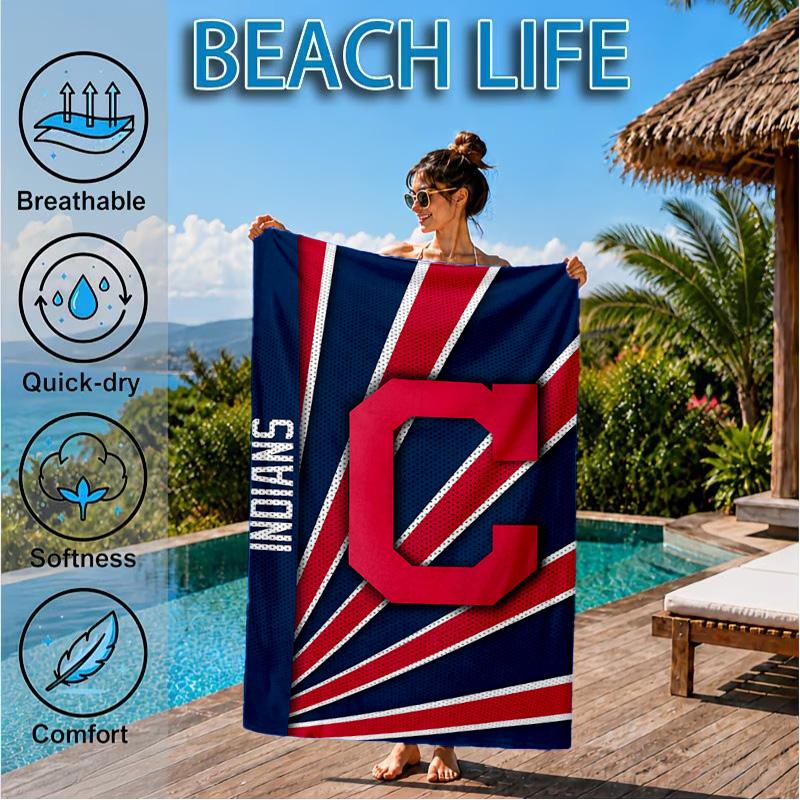 Cleveland Chief Symbol Beach Towel, Microfiber Beach Towel, Perfect For Pool, Beach, Travel, Home Decor Beach Party Fan Gifts