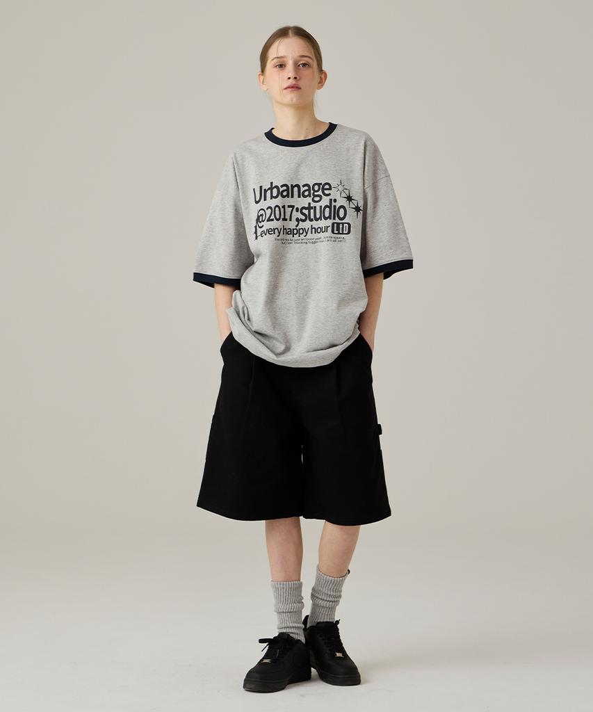 URBANAGE Studio Ringer Oversized Short Sleeve Gray