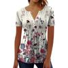 Dameskjorte Bluseknapp Retro Print Kortermet Uformell Basic Rund Hals Vanlig Topp