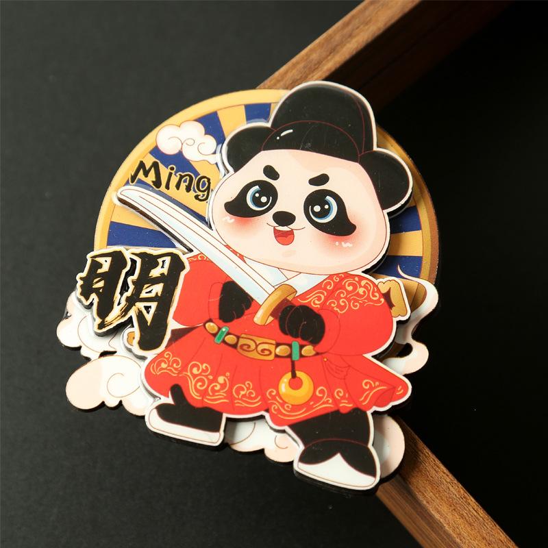 Cartoon Cute Panda Refrigerator Sticker Chinese Style 3d Cartoon Refrigerator Magnet Resin Fridge Magnet for Kitchen Decoration