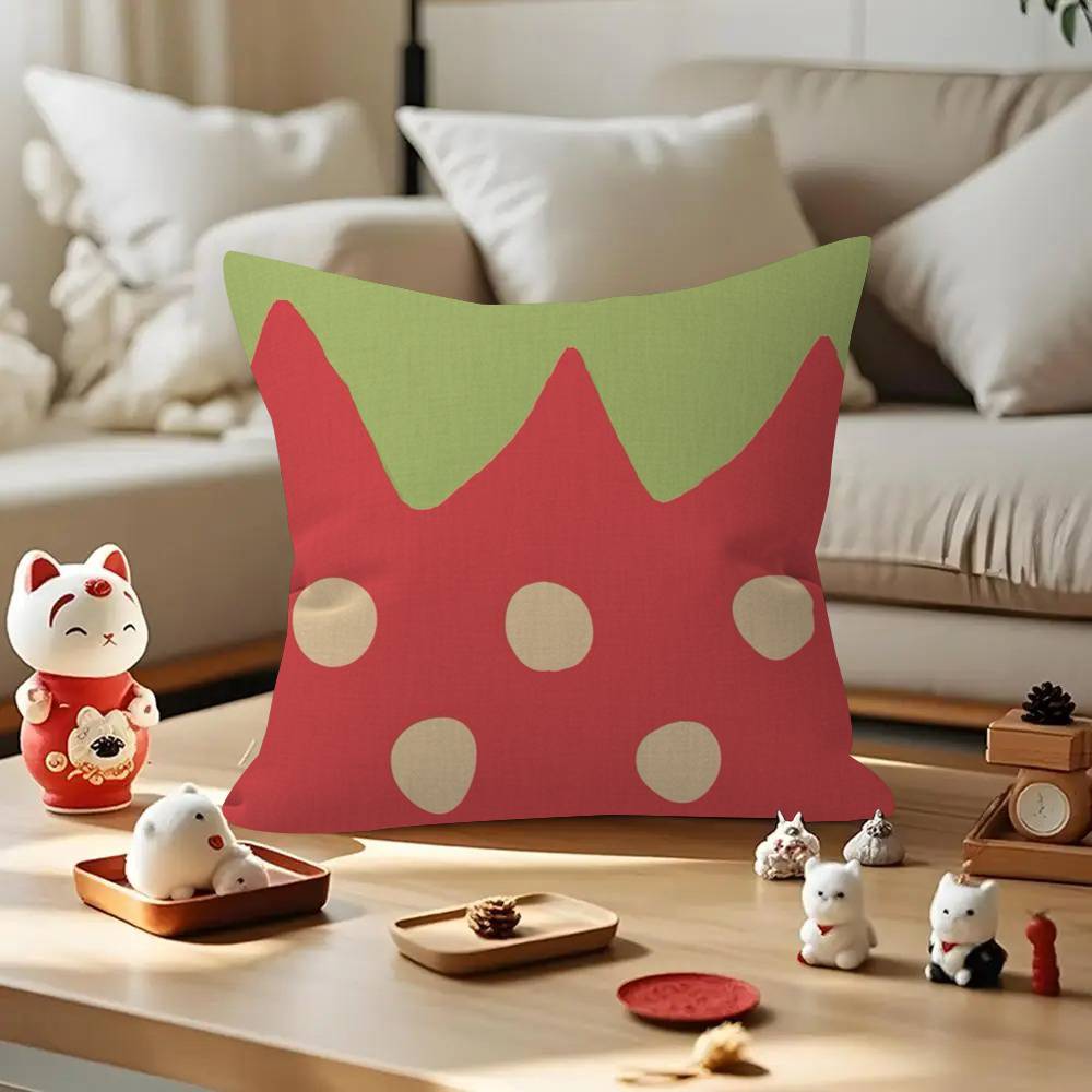 Cute Strawberry Cat   Personalized Pillow Cover Kids Bedroom Wild Party Decor Pillowcase kid Birthday shower Gift