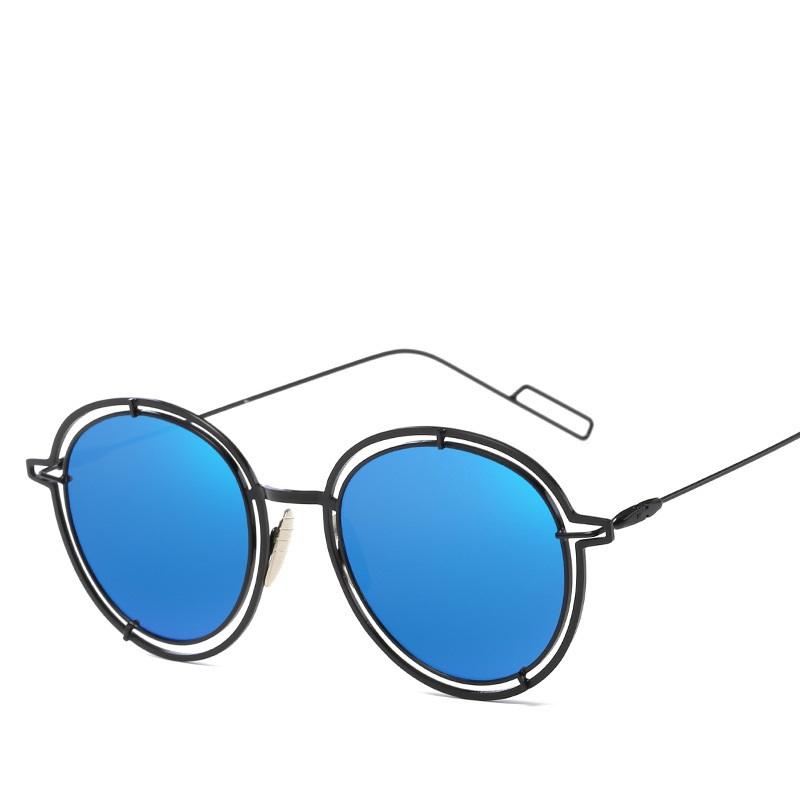 Retro Round Metal Sunglasses Men Women Luxury  Brand Designer Curved Temples Eyewear Ocean Rimless Black Sun Glasses  Uv400