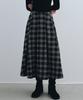 Roeil Flare Check Long Skirt - Black