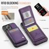 For iPhone 14 Pro Leather Back Cover Compatible with MagSafe JEEHOOD J06 Phone Case with Card Bag RFID Blocking