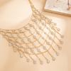 European and American Temperament Mesh Multi-layer Crystal Fringed Necklace, Exaggerated Heavy Industry Waterfall Pendant Collarbone Jewelry