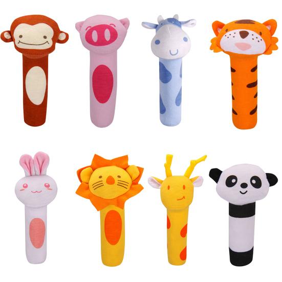 Baby Niedlichen Cartoon Form Weiche Hand Rassel mit Sound Greif Spielzeug Wiege Ornament
