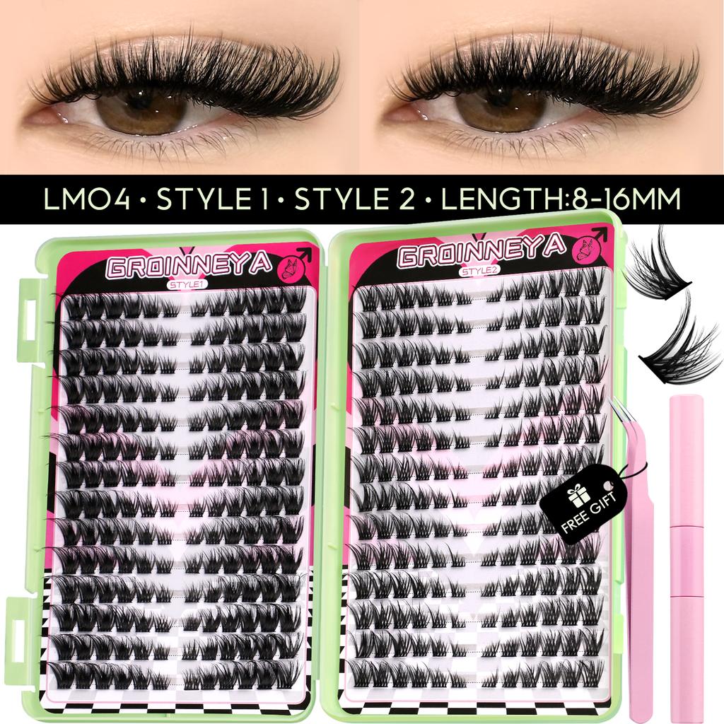 Xiaomi GROINNEYA Lash Clusters Kit 640 Pcs D Curl DIY Eyelash Extensions with Waterproof & Reusable Clusters Long-Lasting Volume Lashes