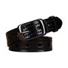 Womens Genuine Leather Belt With Hollow Design Slim Width 2-4cm Adjustable Length Black Coffee Business Casual Pants Jeans