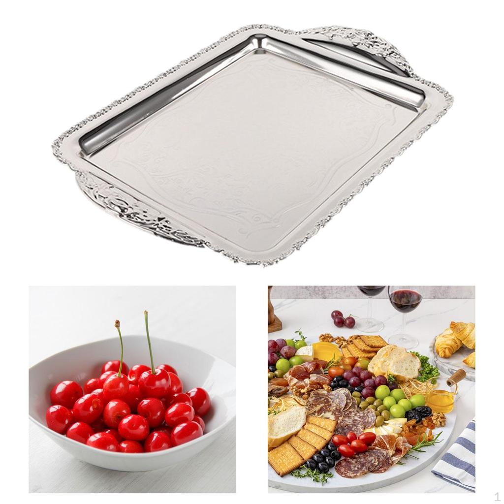 Decorative Fruit Tray Dessert Plate Easy To Clean Handcrafted Wearproof Rectangle Serving