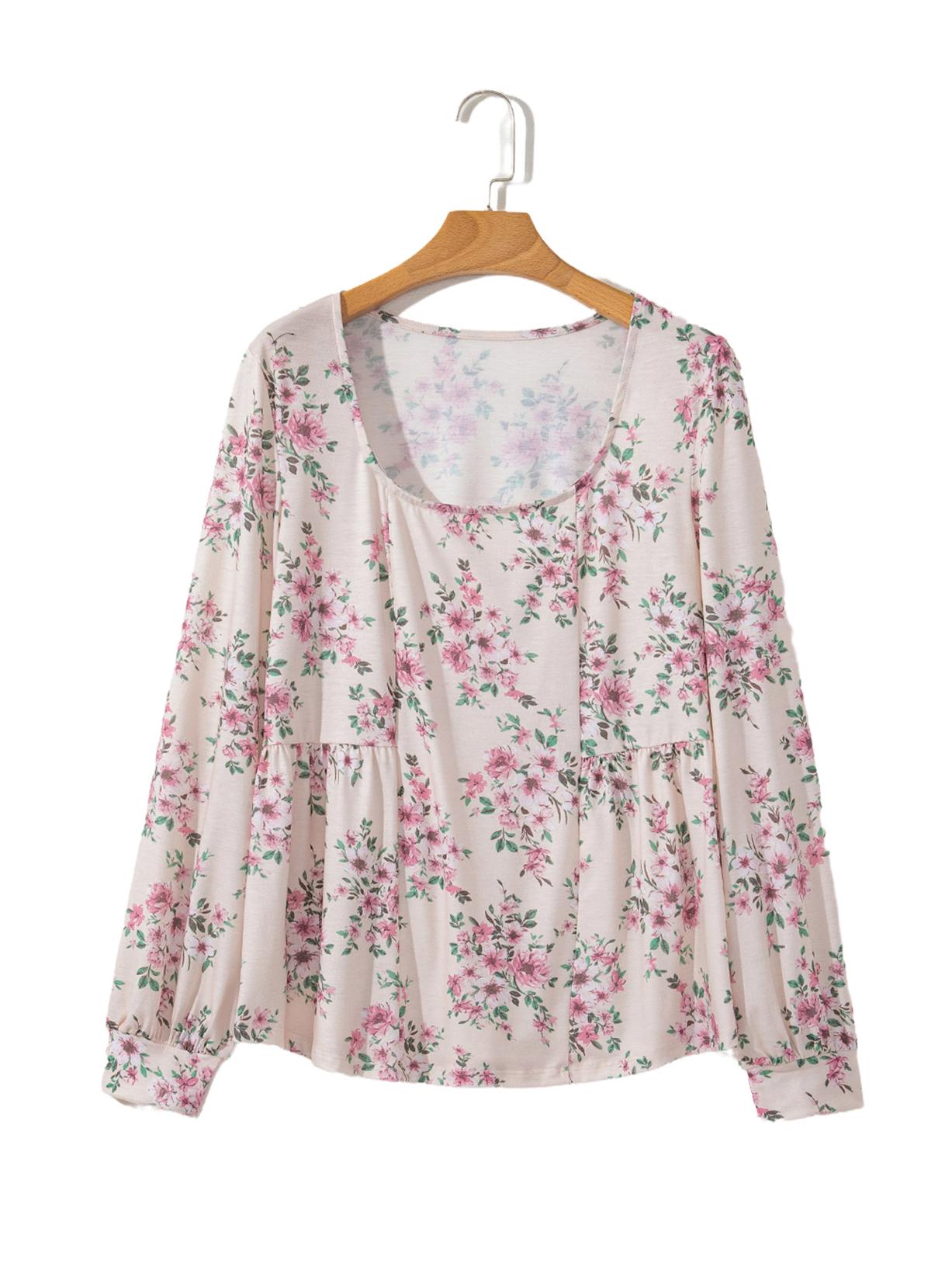 

Шифоновая блузка с цветочным принтом Shiying - Женская осенняя с длинным рукавом, приталенная Small розовый