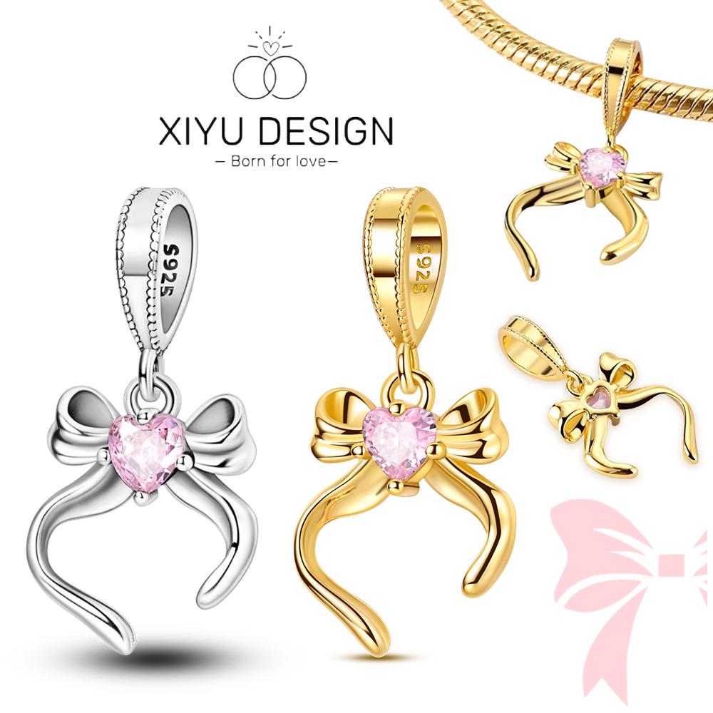 Romantic Bow Pendant Copper Golden Bow Charm Good Sisters Pendant Fit For The Brand'S Diy Bracelet Women Jewelry Gifts