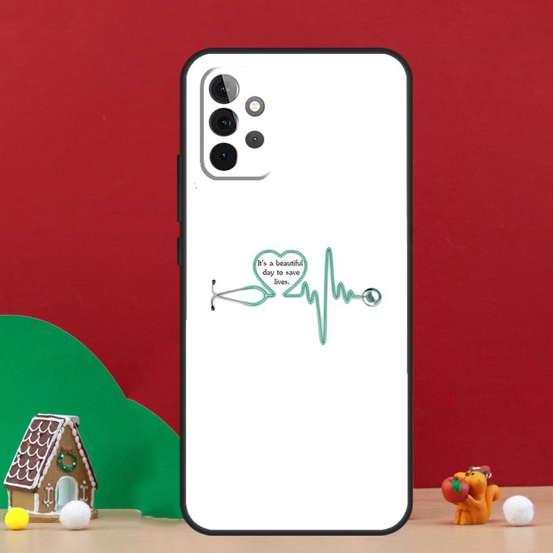 Cute Stethoscope Heart Case For Samsung Galaxy A36 A56 A06 A13 A53 A32 A12 A22 A52 A35 A17 A16 A55 A15 A54 A34 A14