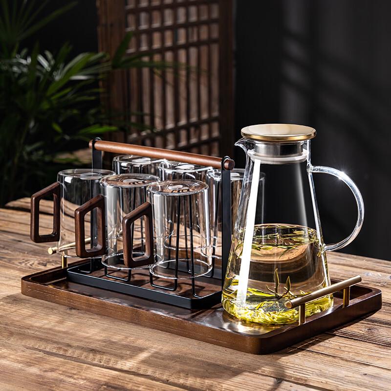 Handun High Borosilicate Glass Cup Set with Wooden Handle