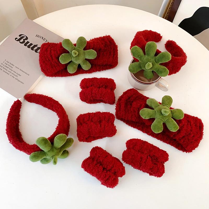 1/2Pcs/Set Strawberry Face Wash Hair Bands Hair Bands For Girls Basic Utility Makeup Applying Mask Headband Hair Ties
