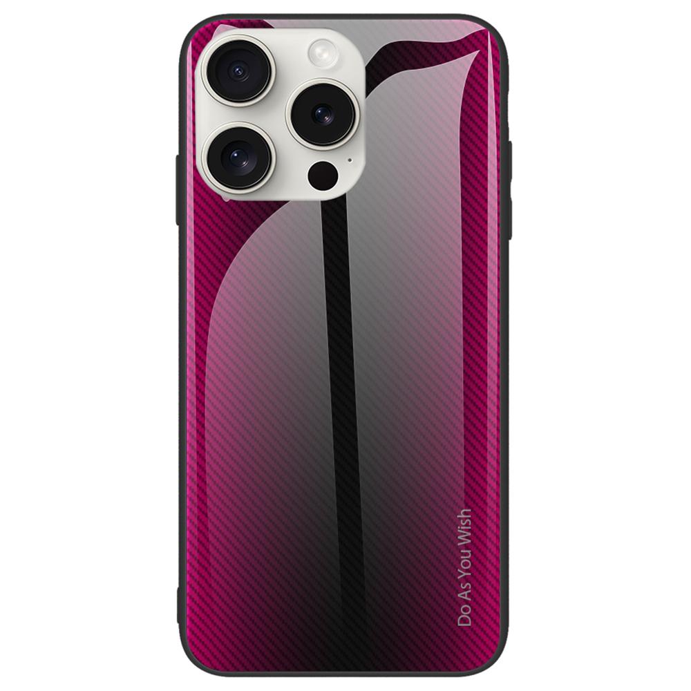

For iPhone 16 Pro Case Tempered Glass+TPU Phone Cover Carbon Fiber Texture Rose