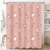 Charming Pink Shower Curtain With Soft White Patterned Birds And Rainbows For Bathroom Decorations Easy Hanging Hooks Included (