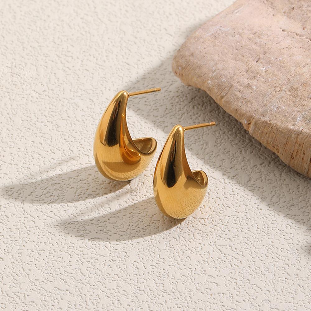 MamacitaSlay 316L Stainless Steel Hollow Stud Earrings 18K Gold Plated Waterproof Jewelry For Women Trendy Minimalist Earrings