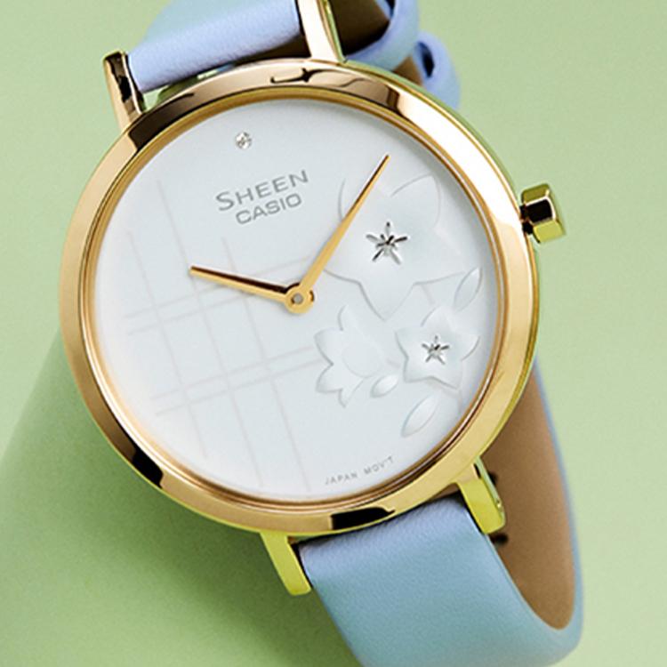 Casio Women's SHEEN White Watch SHE-C140GL-2AUPFH-person