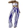 Fashion Women's Tube Top Mesh Pants Printed High Waist Split Sexy Swimsuit Bikini