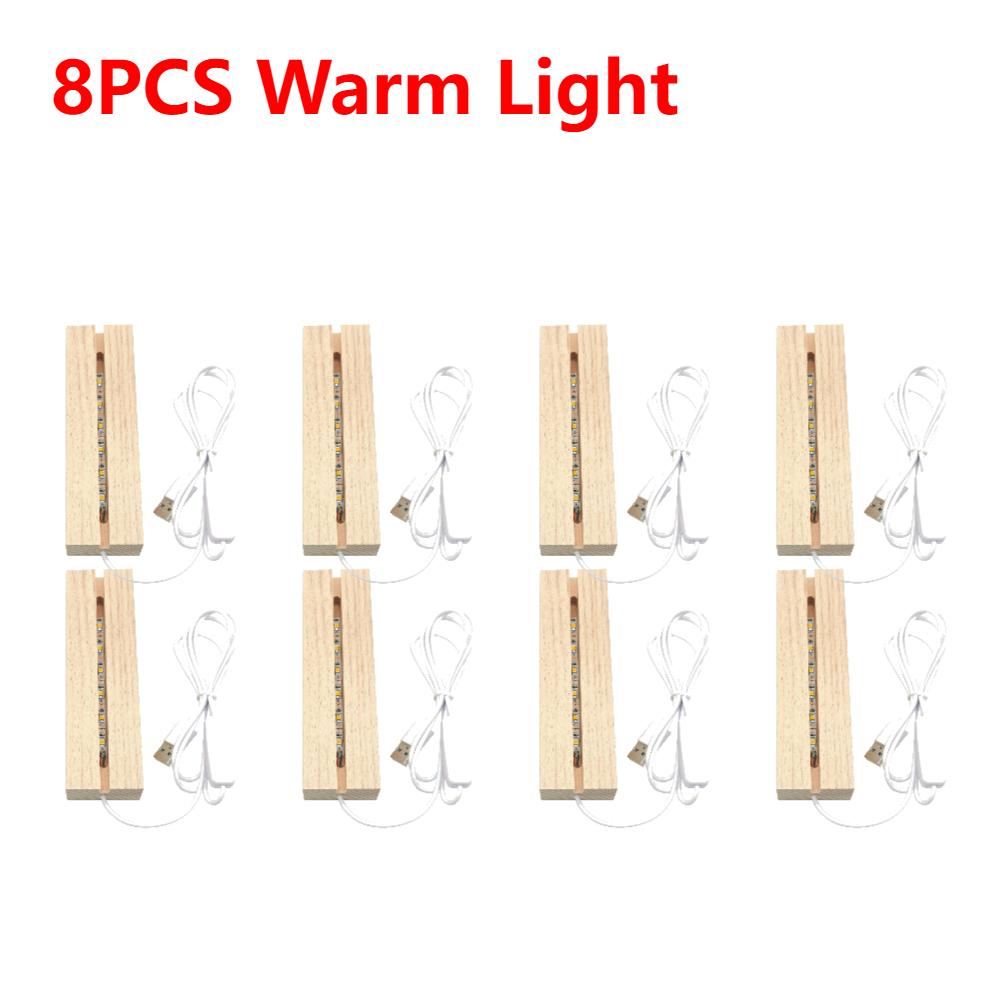 10-1Pcs LED Wood Light Display Crystal Wooden Lighted Base Stand Acrylic Light Plate Base USB Wooden Base for Resin Art Lights