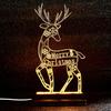 Metal Lighted Christmas Deer Decoration Light Up Reindeer Figurine with Wooden Base for Indoor Outdoor Home Yard Tabletop Decor