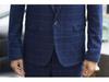 Men's Blue Plaid Slim Fit Blazer & Suit Set - Korean Style Two-Button Casual Tuxedo