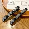 Korean Style Elegant Tight Anti-fall Side Bang Clip Shiny Rhinestone Flower Decor Double Layer Hairpin Hair Accessories