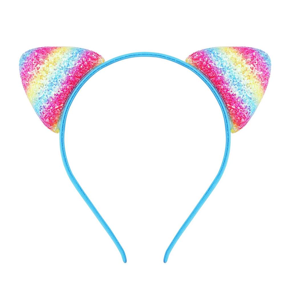 Glitzerndes süßes Katzenohren-Stirnband, Kitty-Stirnband, Damen, Mädchen, Kinder, glitzerndes Haar, Metallreifen, glänzende Haarbänder, Haar-Accessoires