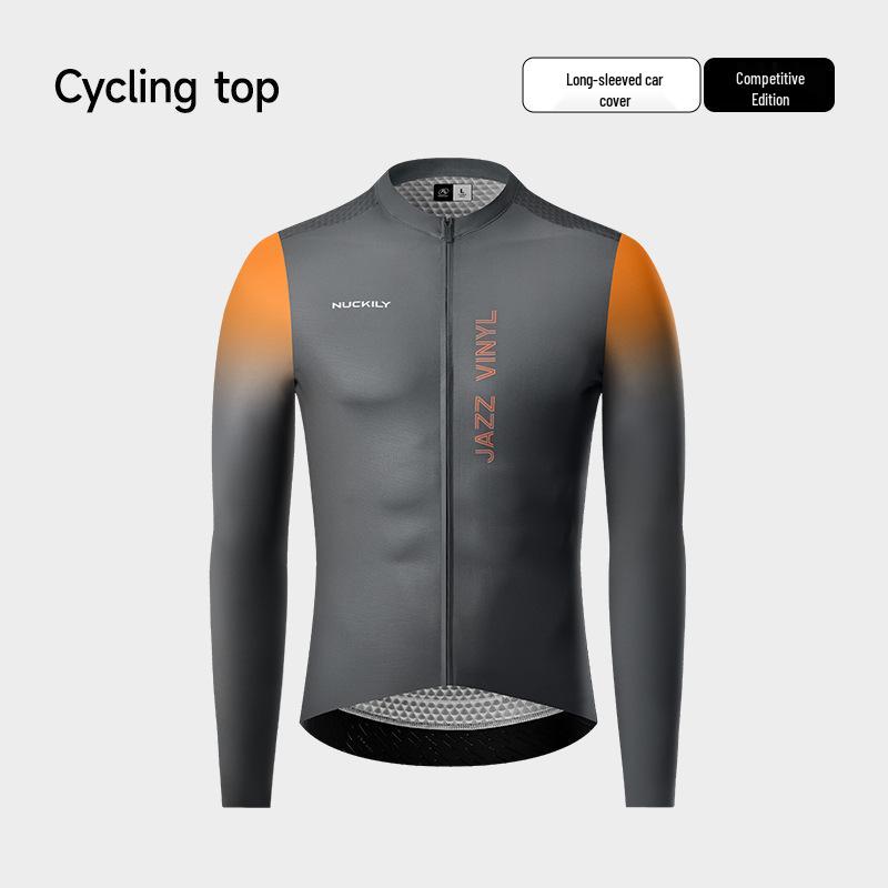 NUCKILY Men's Long Sleeve Cycling Jersey - Sun Protection & Sweat-Wicking for Road and Mountain Biking