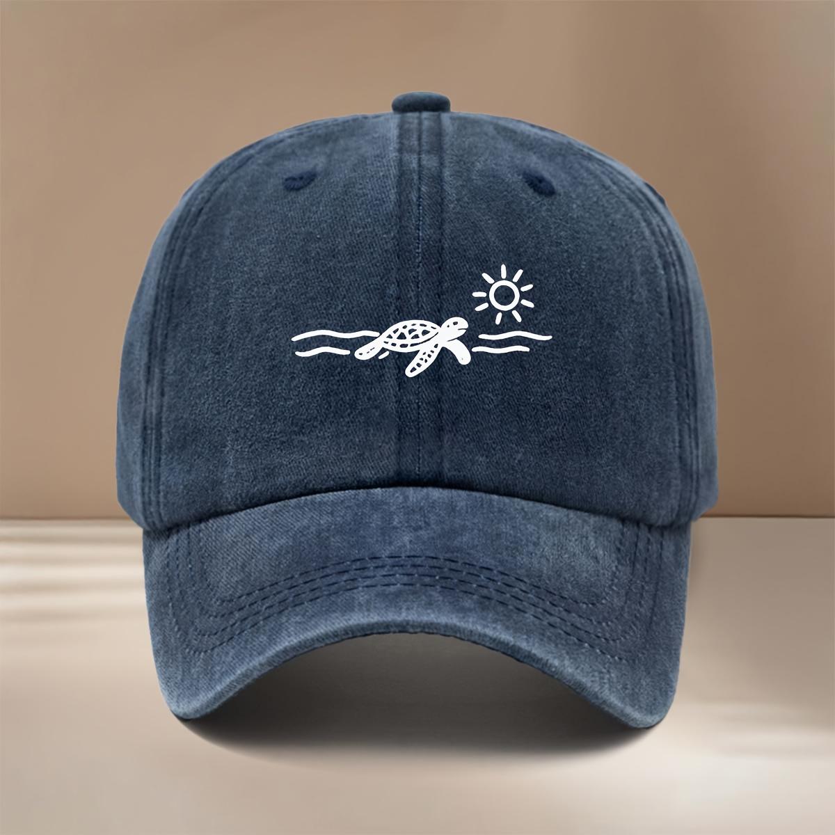 

Turtle Sun Pattern Baseball Cap Simple Hip-Hop Cap Vacation Travel Peaked Cap Personalized темно-синий