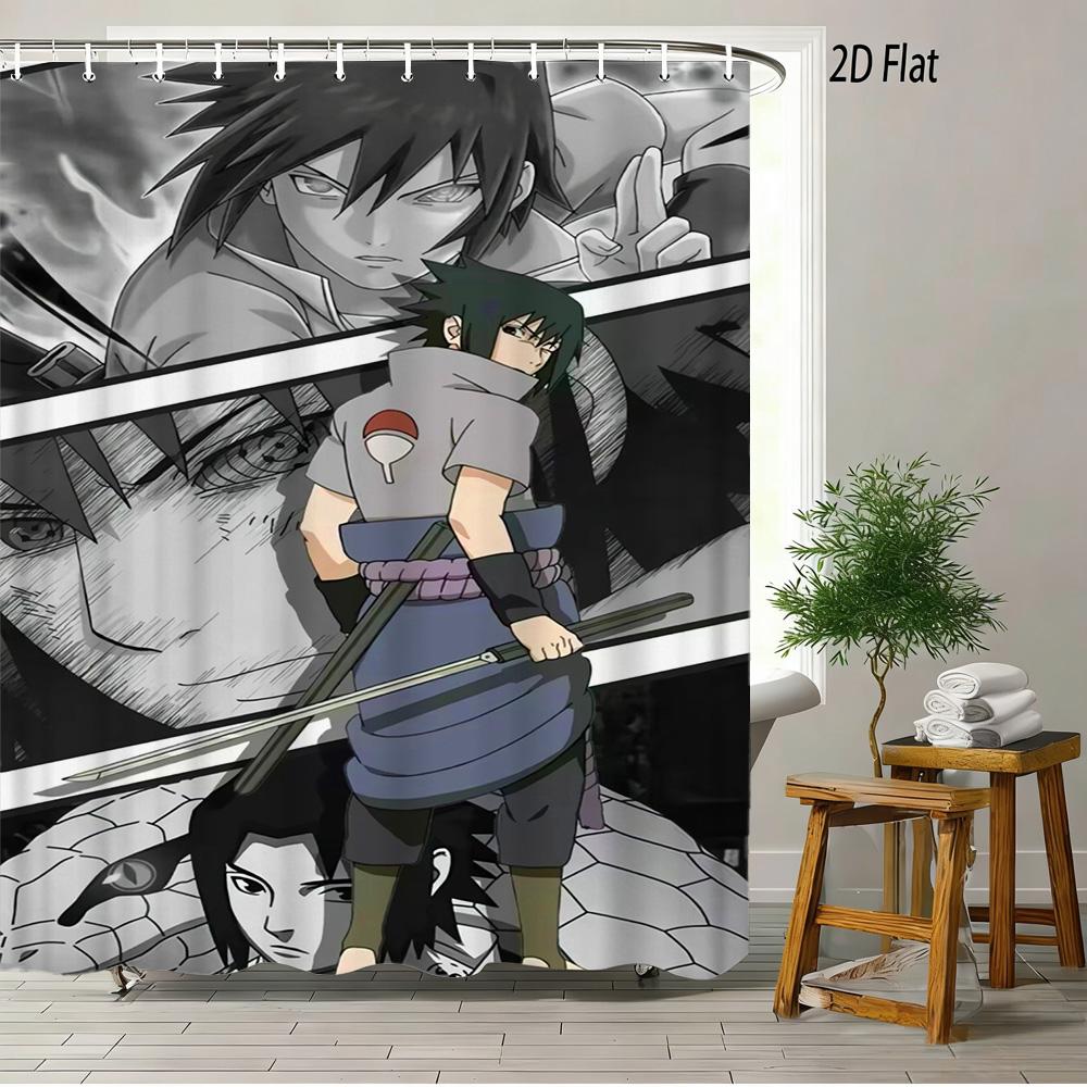 2D Flat Naruto Anime Hinata Hyuga Crying Sketch Print Waterproof Shower Curtain For Bathroom Decor