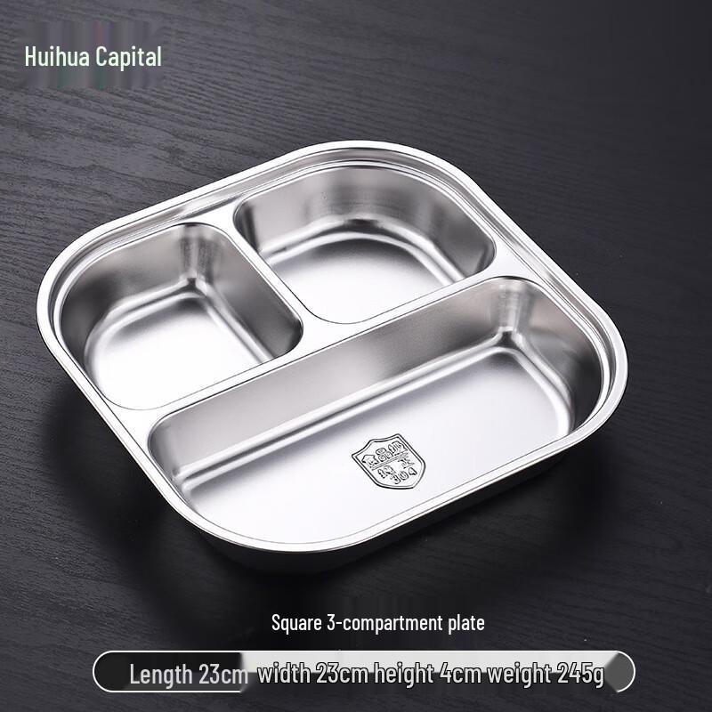 HUIHUADU 304 Stainless Steel Divided Lunch Plate