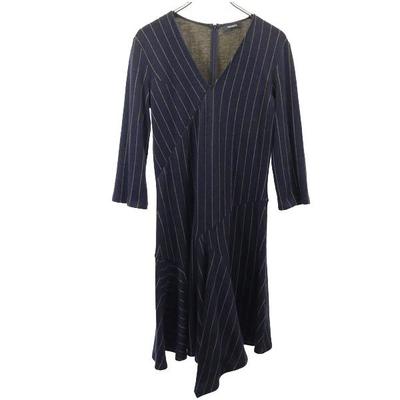 MAX&CO Striped Pattern Long Sleeve Wool Blend One Piece L Navy X Yellow Women Used