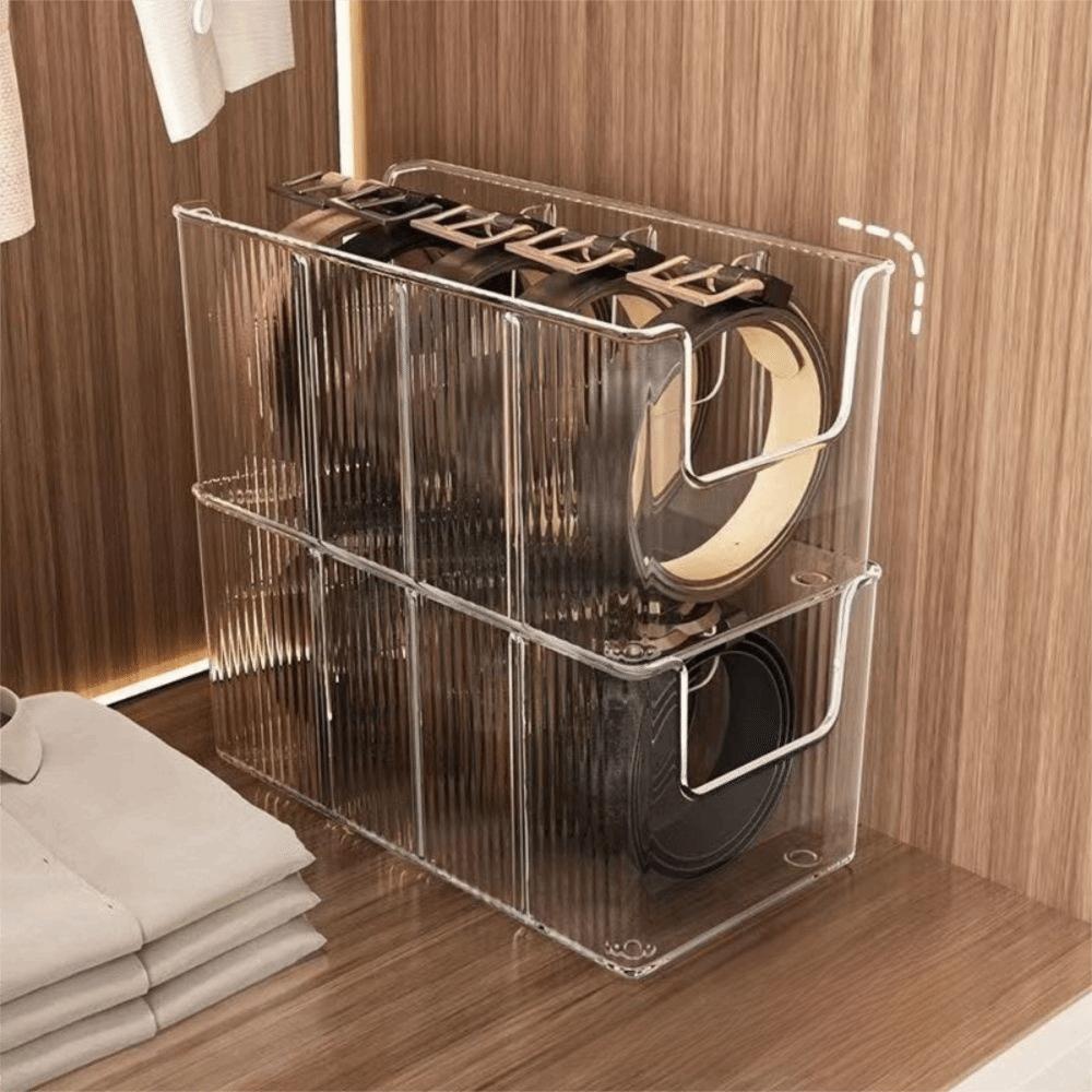 Space Saving Large Capacity Storage Container Removable Dividers Transparent Storage Box Stackable Display Rack Book Storage