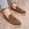 Autumn Men Flat Loafers 2025 Frosted Suede Flat Shoes Comfortable Non Slip Fashion Loafers Lightweight Outdoor Casual Shoes