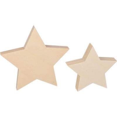 Set of 2 Wooden Stars 'Artemio' 13x12 Cm and 9.5x9.5 Cm