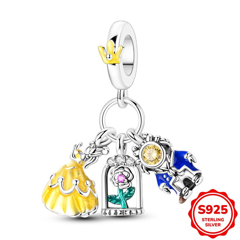 Charms Silver 925 Princess and Pumpkin Carriage Fairy Tale Pendant Beads Fits 3mm Bracelet For Women Luxury DIY Jewelry