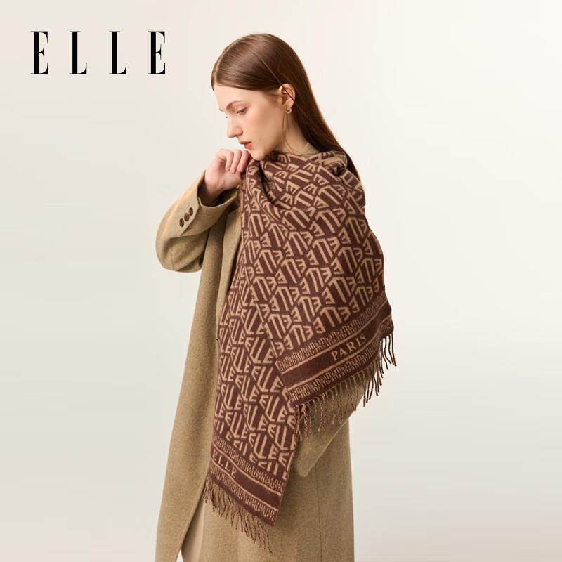 ELLE Classic Logo 100% Wool Scarf & Shawl