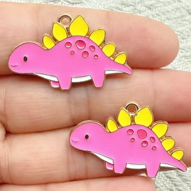 10Pcs Enamel Cartoon Dinosaur Pattern Design Charms Alloy Metal Pendants For Diy Jewelry Making Accessories