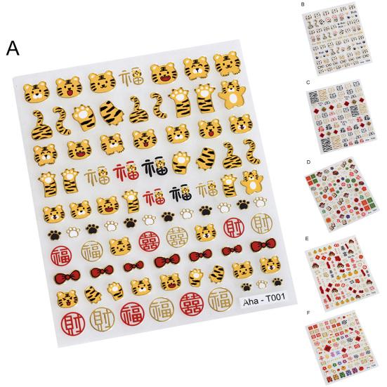 Maniküre-Aufkleber, leicht anzuwenden, leichtes Papier, Neujahrs-Glückskatze, Nageltransfer