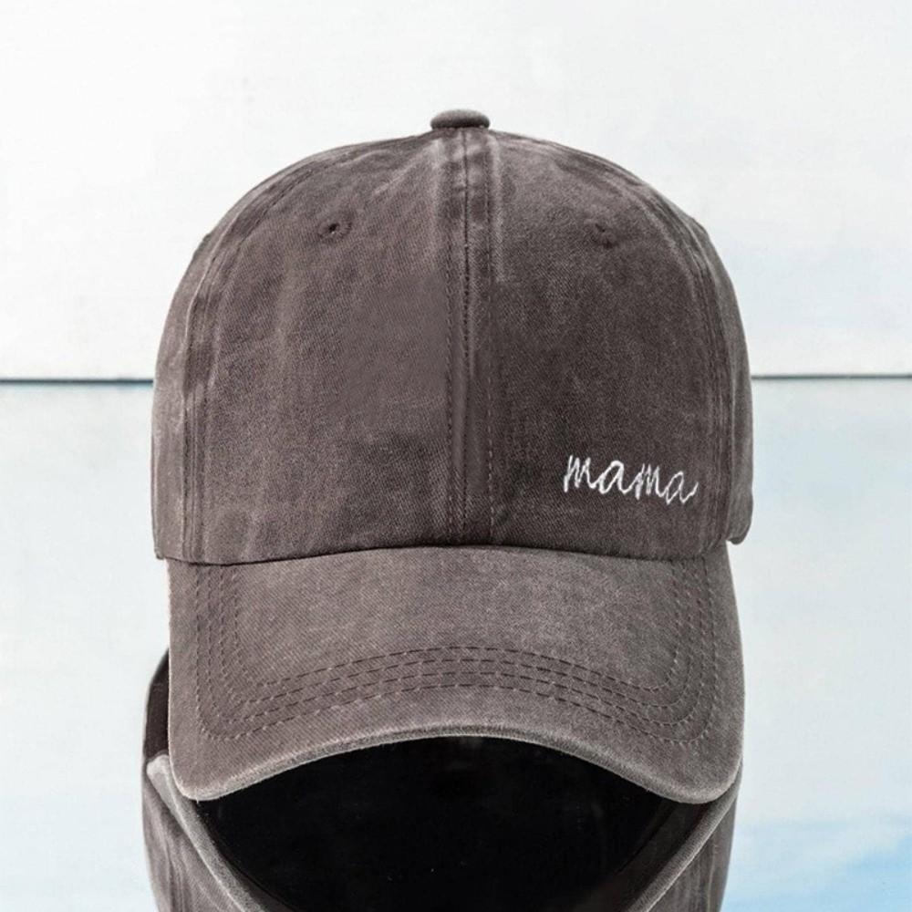 Fashion Mama Embroidery Baseball Caps Casual Washed Cotton Duck Tongue Hat Sun Cap Women